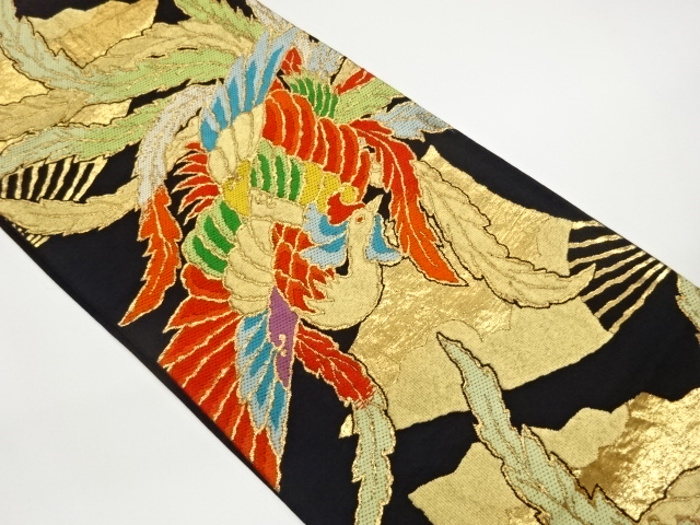 Karanori Phoenix pattern woven pouch obi